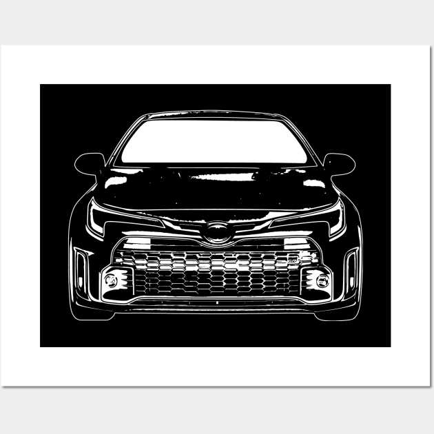 White GR Corolla Morizo Sketch Art Wall Art by DemangDesign